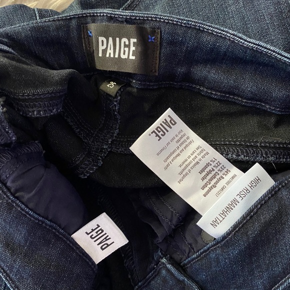 PAIGE High Rise Manhattan Bootcut Dark Denim Jeans - Picture 6 of 9